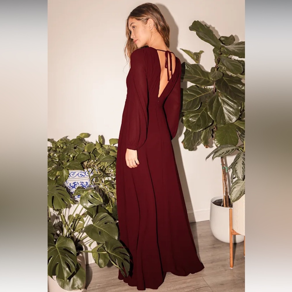 Lulu's Love You So Burgundy Long Sleeve Maxi Dress - Picture 5 of 16